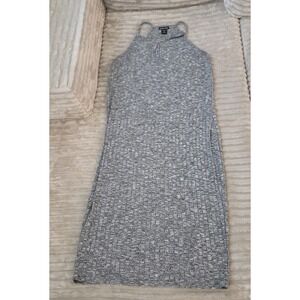 Love Ari Gray Ribbed Knit High Neck Midi Dress Sleeveless Plus Size 2X